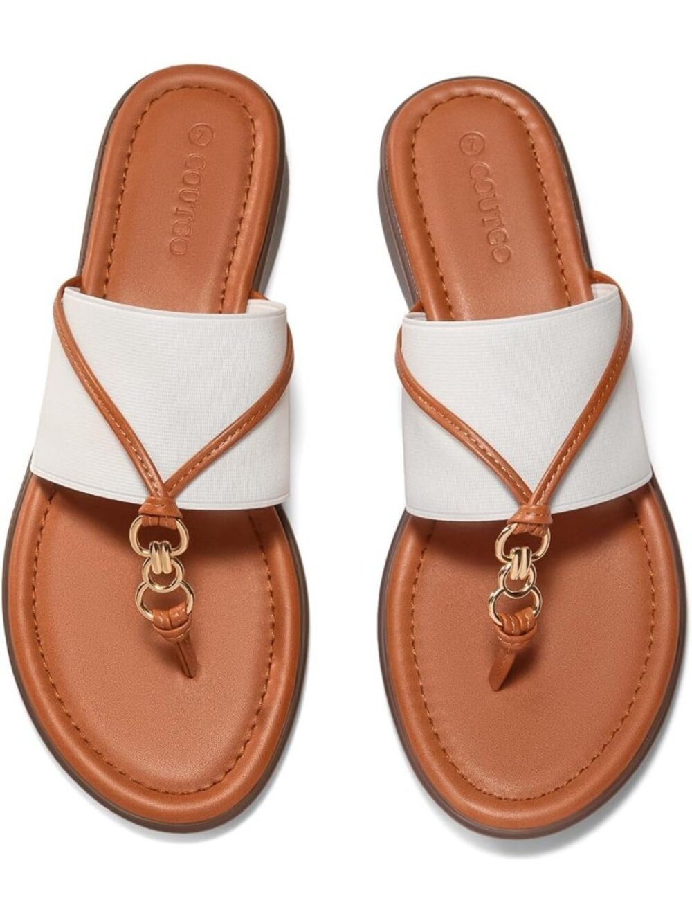 Women's White Summer Comfortable Flip Flops Slip on Stretch Slippers Flats Shoes